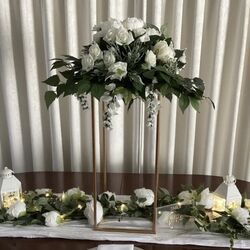 Flower Bowls White Silk with Greenery 