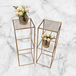 Flower Display Stands - Gold Stand with Two Layers