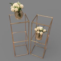 Flower Display Stands   Gold Stand with Two Layers