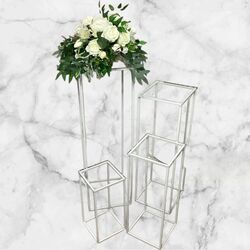 Flower Display Stands x 4  White Clear Acrylic Tops 