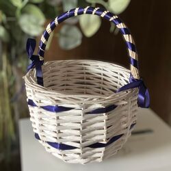 Flower Girl White Cane Basket