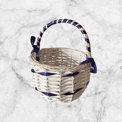 Flower Girl White Cane Basket