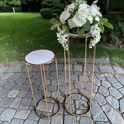 Flower Stands   Round Gold Frames