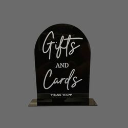 Gifts + Cards Sign   Black Acrylic Arch 
