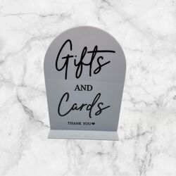 Gifts & Cards Sign - White Acrylic Arch
