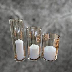 Glass Cylinder Candle Holders (Set of 3)