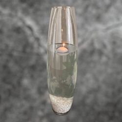 Vase - Tall Clear Glass Teardrop Shaped 