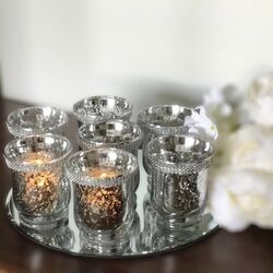 Glass   Silver Diamant Votive Holders