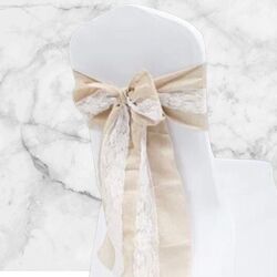 Hessian Chair Sashes   Lace in Centre 