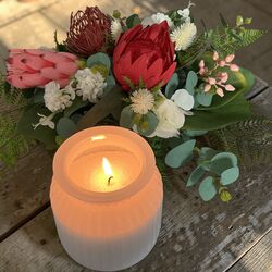 Hurricane Glass Jar  White