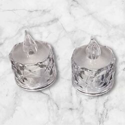 LED Candle   Clear Crystal Tea Light   Yellow 