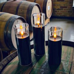 LED Candles in Glass  Black 
