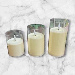 LED Candles in Glass - Ivory 8 cmW