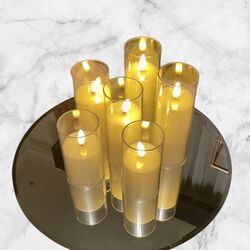 LED Candles in Glass    Ivory 55cmW 