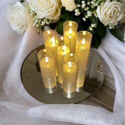 LED Candles in Glass    Ivory 55cmW 