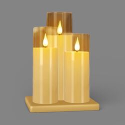 LED Candles in Glass    Ivory 55cmW 