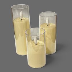 LED Candles in Glass    Ivory 55cmW 