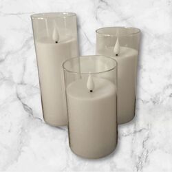 LED Candles in Glass    White 75cmW 