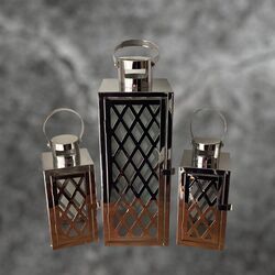 Lanterns - Silver with Criss-Cross Pattern 