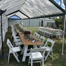 Long Rustic Wooden Trestle Table  