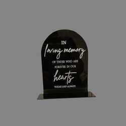 Memorial Table Sign   Black Acrylic Arch 