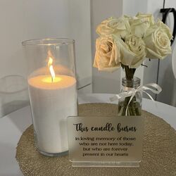 Memorial   Crystal Sand Candle Mirror and Sign 