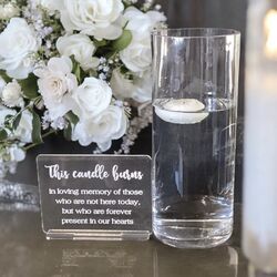 Memorial   Crystal Sand Candle Mirror and Sign 