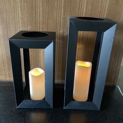 Metal Lantern - Black with LED Candle 