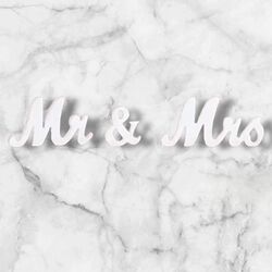 Mr + Mrs White Wooden Set   15cmH