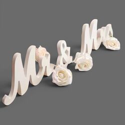 Mr + Mrs White Wooden Set   15cmH