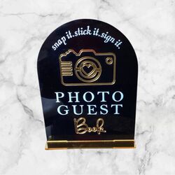 Photo Guestbook Sign - Black/Gold