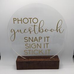 Photo Guestbook Sign   Round Clear Acrylic 