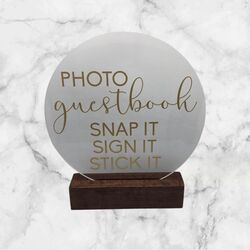 Photo Guestbook Sign   Round Clear Acrylic 