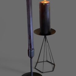 Pillar Candle Stands Metal   Black 