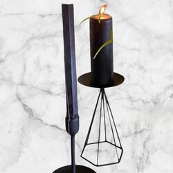 Pillar Candle Stands   Black Metal 