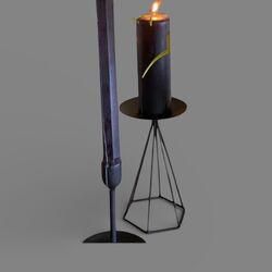 Pillar Candle Stands   Black Metal 