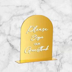 Please Sign our Guest Book - Gold Mirror
