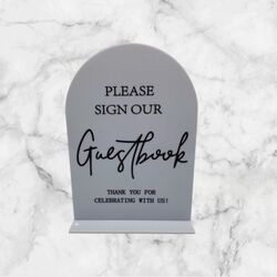 Please Sign our Guestbook - White Acrylic Arch 