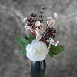 Posy Silk Flowers - Black/White/Green