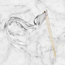 Ribbon Wands with Bell Ribbon and Lace   White 