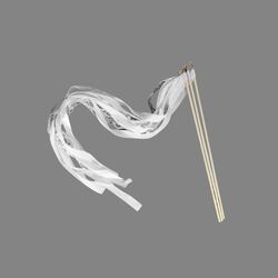 Ribbon Wands with Bell Ribbon and Lace   White 
