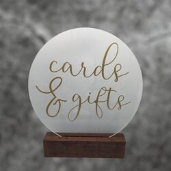 Round Clear Acrylic Cards & Gifts Sign 