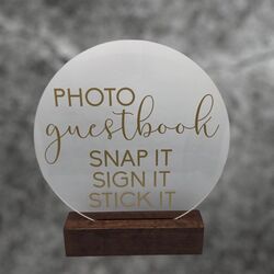 Photo Guestbook Sign - Round Clear Acrylic 