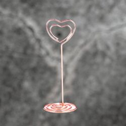 Table Number Holders - Rose Gold Heart Shape 