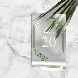 Table Numbers   Acrylic Clear with Leaves Small