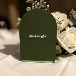 Table Numbers   Acrylic Dark GreenSage Green Stand 