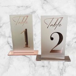 Table Numbers   Acrylic FrostedRose Gold 