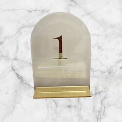 Table Numbers - Clear Acrylic with Gold Number/Stand 