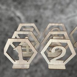 Table Numbers - Wooden Hollow Hexagonal Table Numbers 