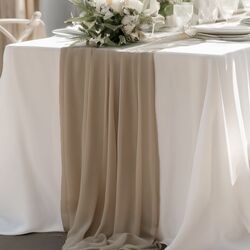 Table Runners   Beige Chiffon 